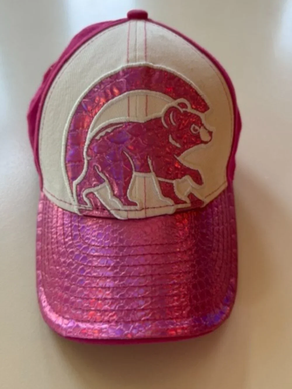 New Era Chicago Cubs Youth Child Pink Metallic Snapback Baseball Hat Cap